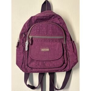 AOTIAN Nylon Women Backpacks Casual Lightweight Small Mini Deep Purple purse